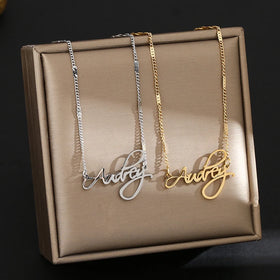 Jachon Custom Wholesale Custom Letter Personalized Simple Stainless Steel Gold Plated Necklace for Women Girls