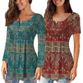 Womens Tribal Pattern Blouses African Batik Print Tunic Tops 4XL Muslim Clothing Tie Dye Shirt