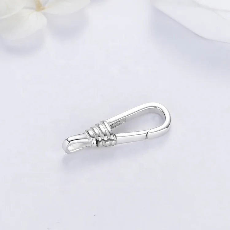 Spring Gate Keychain Clasp 925 Sterling Silver Oval Push Lock Light Bulb Shape Snap Clip Findings for Bracelet Necklace Jewelry