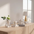 Modern Home Decor Face Vase for Flowers White Ceramic Body Vase for Living Room Decoration