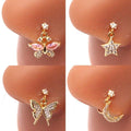 Gaby New Designs Indian Nose Hoop butterfly  Brass Dangle Stainless Steel Hoop Nose Ring  Wholesale Face Body Piercing Jewelry