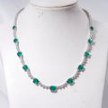 Green Emerald Chain Necklace Lab Created Emerald Gemstone with DFE Moissanite 14K Solid Gold Necklace