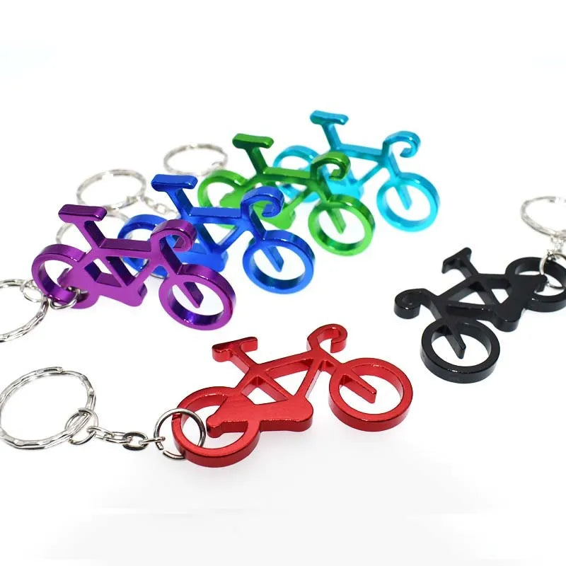 Colorful Mini Bicycle Metal Beer Bottle Opener Keychain Beverage Can Opener Keyring for Bike Lover Cycling Club Gift Custom logo