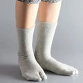 Double Needle High Rib Wide Stripe Knee-Length Lower Leg Socks Basic Solid with Two-Toe Split-Toe Long Leg Custom Logo on Cuff