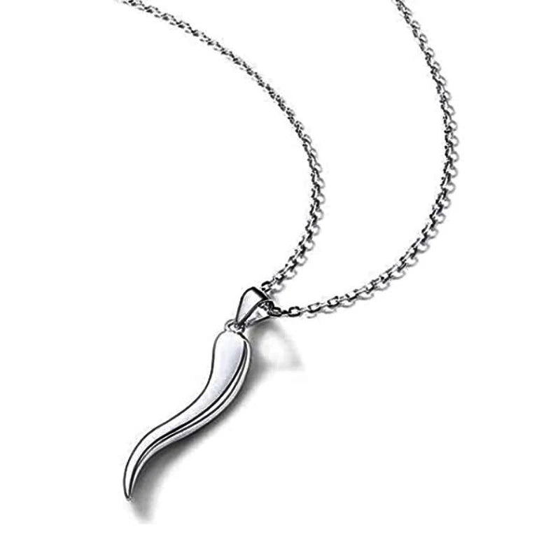 Italian Horn Necklace Men Stainless Steel 18K Gold Talisman Amulet Jewelry Tattoo Pendant Chilli Pepper Necklace Men Women