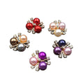 Wholesale 2cm Colored Pearl Flower Crystal Head Jewelry Making Material Wedding Bride Brooch Shoes Alloy Accessories Rhinestones