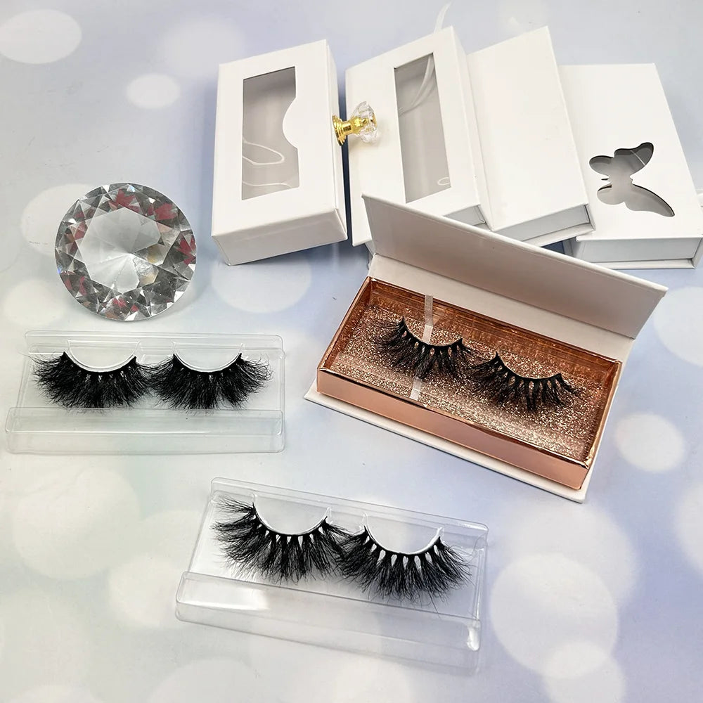 Wholesale Full Strip Russian Mink Lashes 3d Mink Eyelash 25mm Luxury Eyelashes Vendor Wholesale Lashes With Packaging