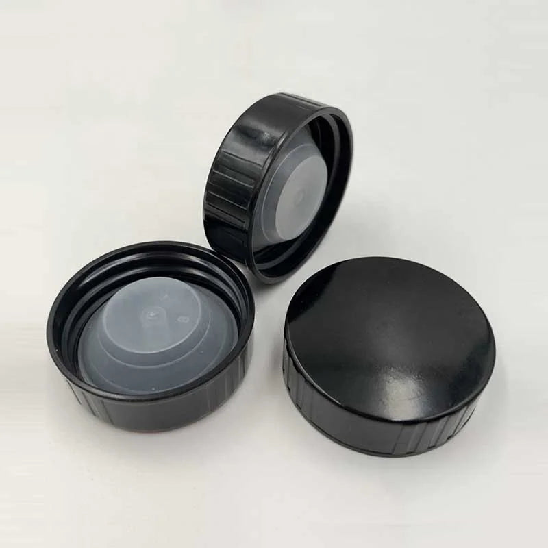 Phenolic Cap 38mm 38-400 Black with Poly Cone Insert Polyseal 38/400 CT Bottles Custom Plastic Ribbed Screw Cap Provided Freely