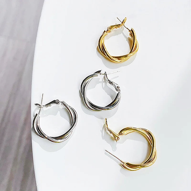 2021 New High End High End 18K Gold Plated Twisted Brass Hoop Earring Gold Jewelry Wholesale Earrings Women Jewelry