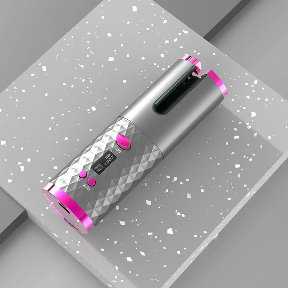 5000mAh Wireless Auto Hair Curler LCD Display Rechargeable PTC Heater Temperature Controlled Curling Iron