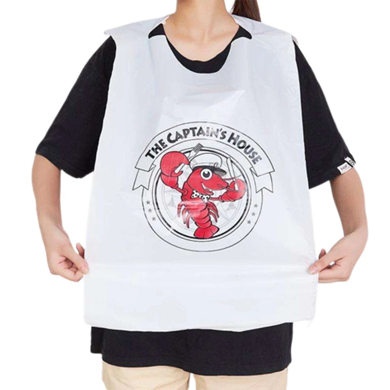 Wholesale Disposable Lobster Bibs Adult Apron Custom Disposable Seafood Bibs Plastic Restaurant Crawfish Bib