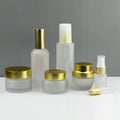 Custom Luxury 30ml-150ml White Frosted Glass Cosmetic Jar for Skin Care Creams and Set Packaging