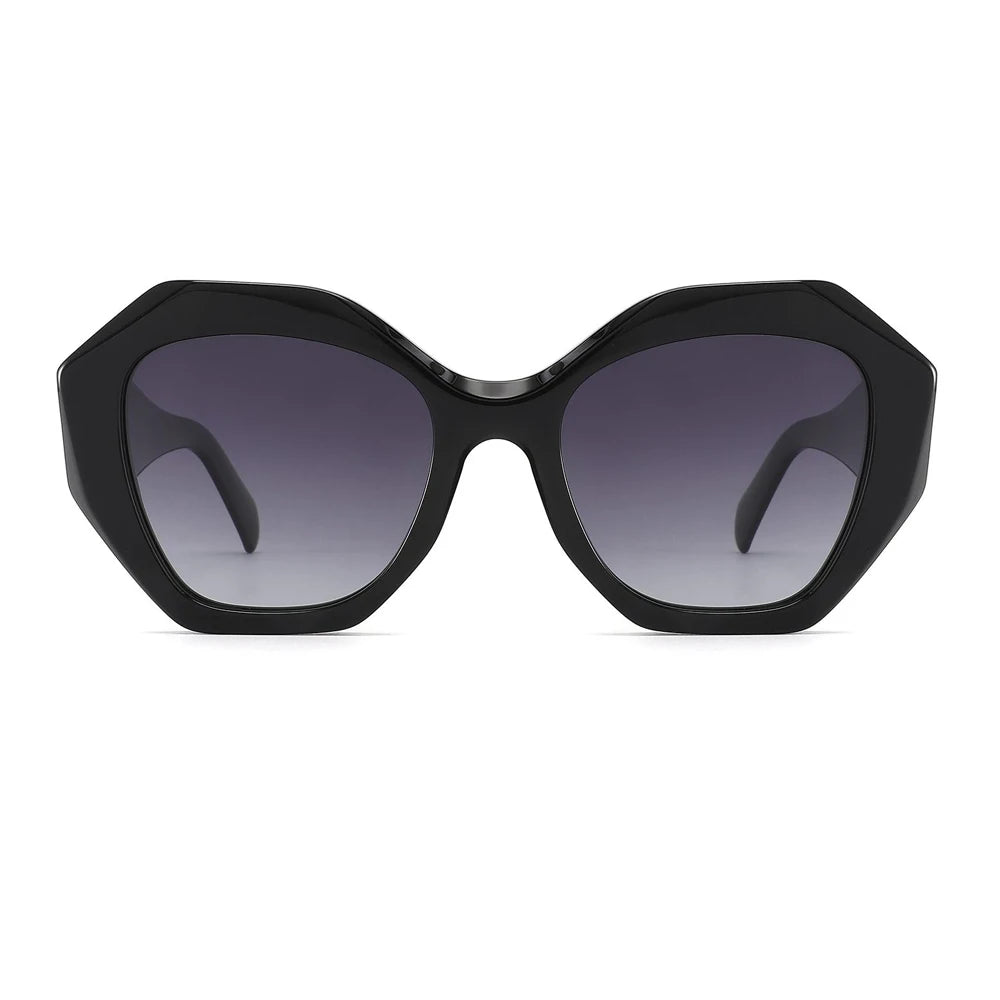 FEROCE New Arrival Women Vintage Retro Acetate Polarized Wide Temple Sunglasses
