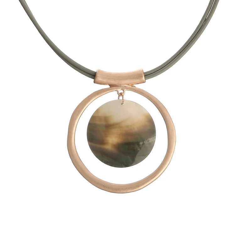Abalone Shell Simulant Gold Tone Necklace