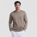 Men's Long Sleeve Stretch Knit Sweater Cotton Spandex Blend Anti-Wrinkle Textured Crew Neck Pullover Jumper for Summer Wholesale