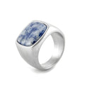 Wholesale Personality Trend Minimalist Stainless Steel Blue Dot White Dot Gem Men's Ring Accessories Jewelry