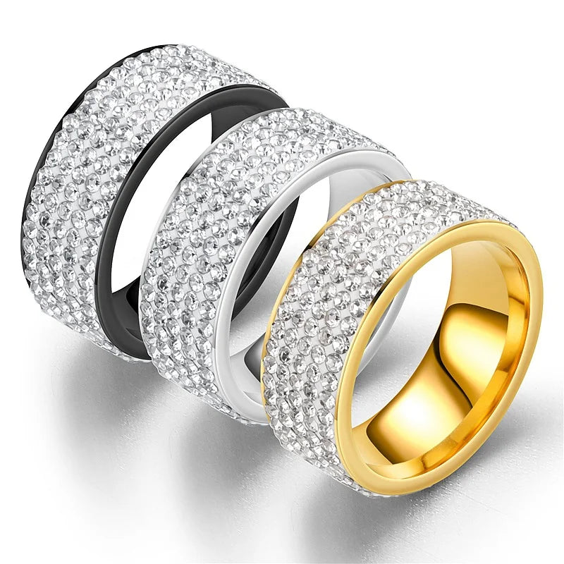 Hip Hop Fashion Men's Classic Stainless Steel Ring Silver Gold Plating Diamond Rings