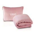 Customized Pattern Logo Pink 4-in-1 Travel Blanket with Pillow and Bag Lightweight 100% Polyester Four Seasons Use
