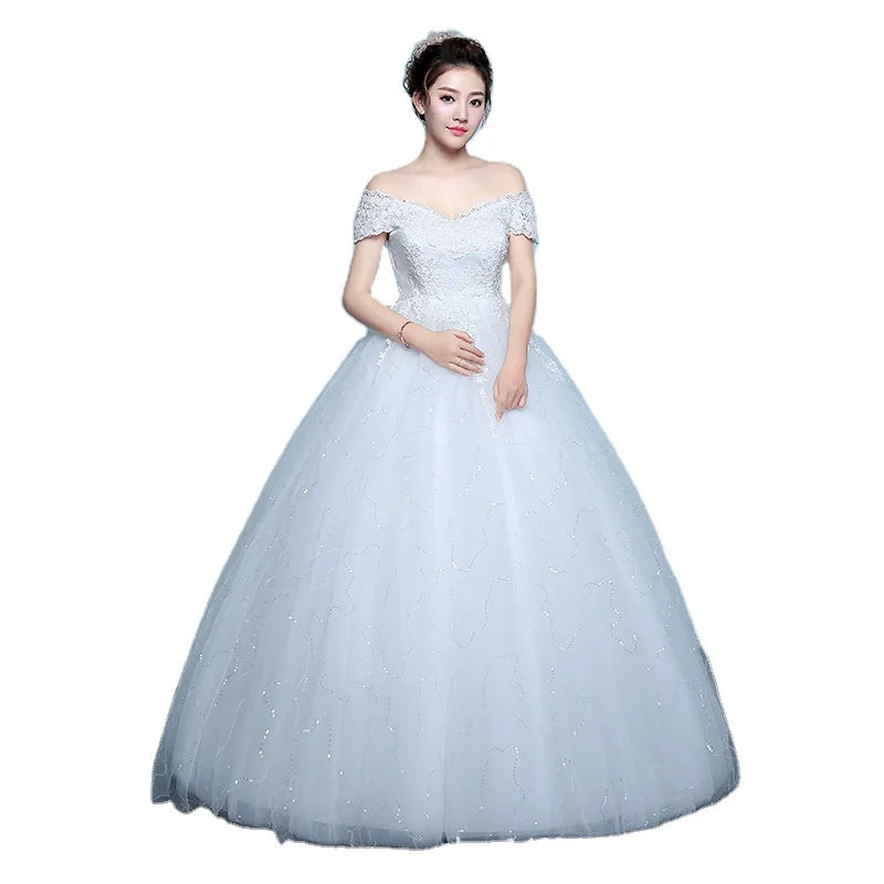 Elegant Bridal Gown New Wedding Gown for Women 2023 Lace Embroidery Ajustable Back Design Wedding Dresses