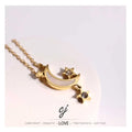 Carline Fashion Fine Wholesale Fashion Stainless Steel Minimalist Gold Plated Moon and Star Pendant Simple Design Necklace