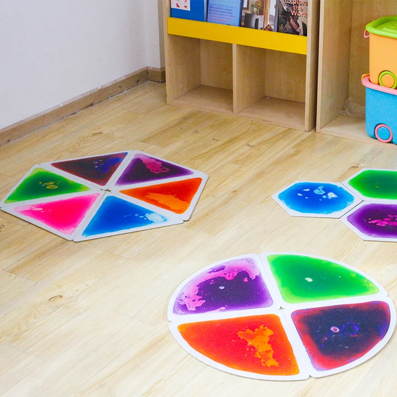 EN71 BSCI Tests Nontoxic Vinyl Kids Playroom Color Flooring Fancy Shaped Puzzle Liquid Carpet Tile Educational Sensory Play Mat