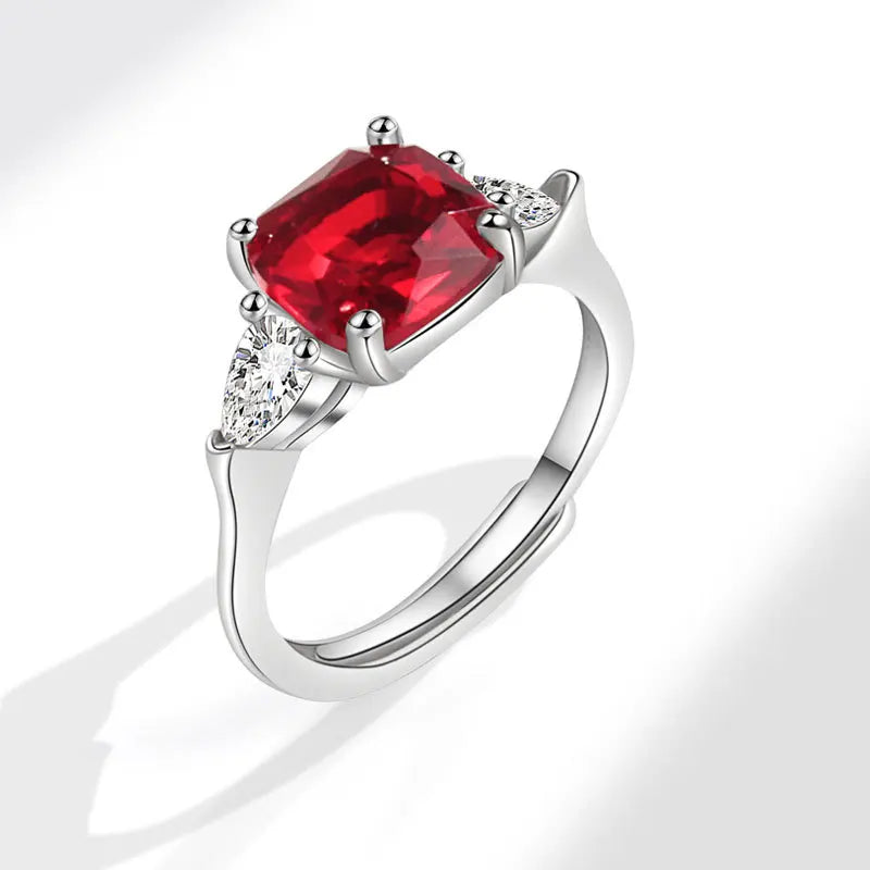Fashion Luxury Platinum Plated Wedding Ring for Women Luxury Simulated Zirconia Ring Princess Emerald Open Ring Wholesale