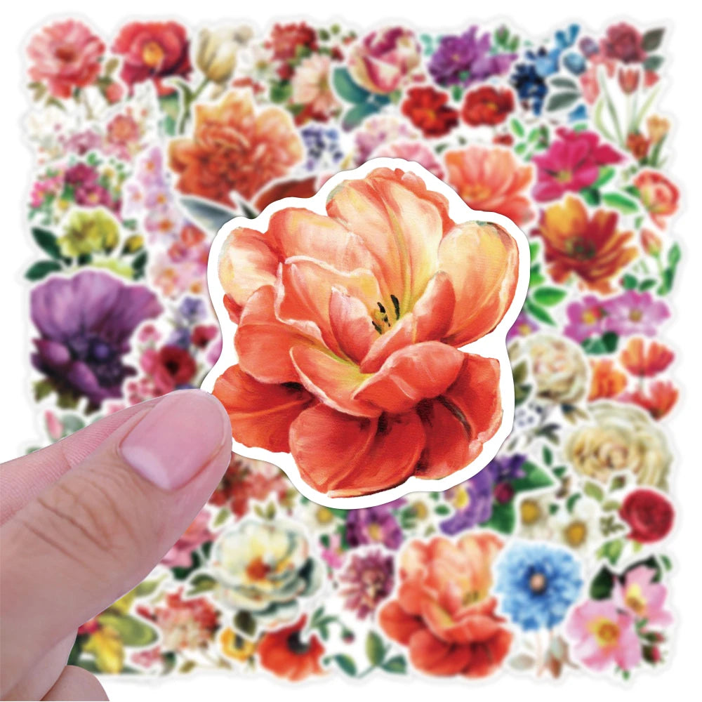 E-50pcs Sell Plants Flower Series Graffiti Stickers Packs for Car Cup Motorcycle Suitcase Guitar Notebook Wholesale