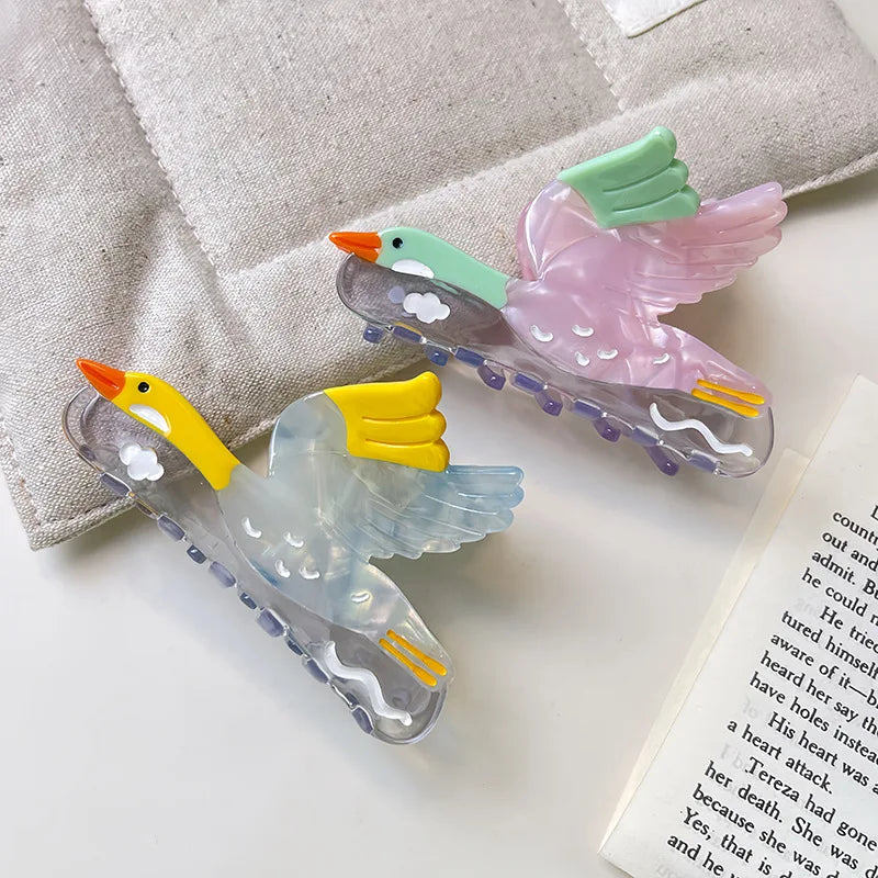 Yi YHJ Women's Hair Accessories Cartoon New Cute Fun Swan Animal Acetate Hair Clips Shark Clip Hair Claw Clips Woman Wholesale