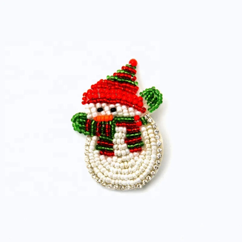 Adorable Embroidery Beads Stones Christmas Snowman Patch for Bags LT9310
