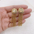 Daidan Brass Earring Studs Rhinestone Earrings Women Long Chain Long Tassel Square Fashion Drop Earrings