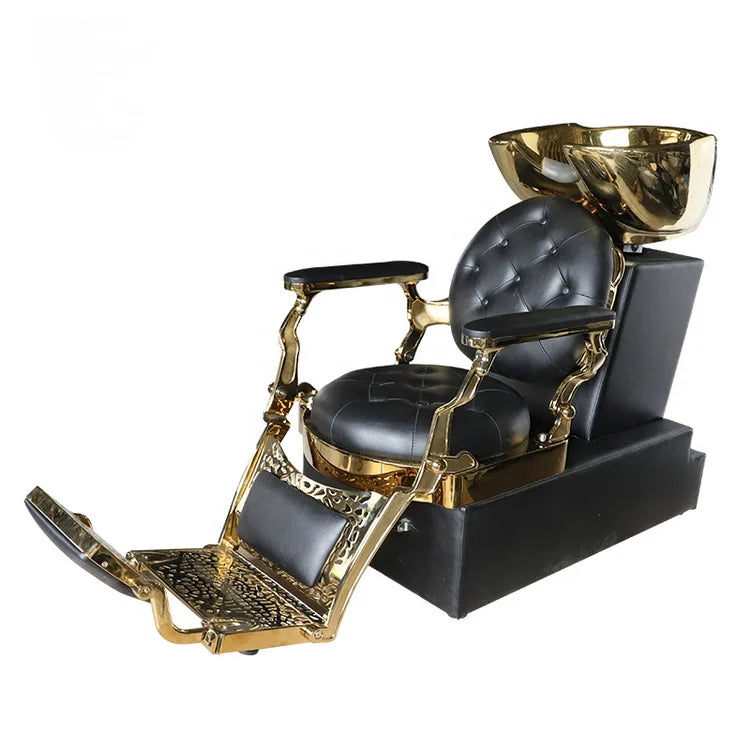 Hot Sale Luxury Hair Salon Furniture Reclining Shampoo Chair with Footrest for Barber Shop Use