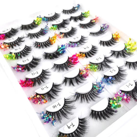 Luminous Glitter Lashes Fluffy Fiber Dramatic Shining Colored Lash Extensions Cosplay Decorative Eyelashes Strip