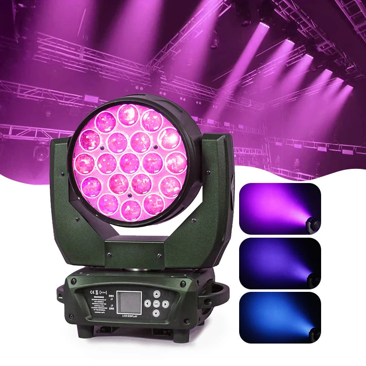 Night Club Stage Mac Aura 19Pcs 15W Rgb Stage Light 4In1 Zoom Moving  Wash Show Light