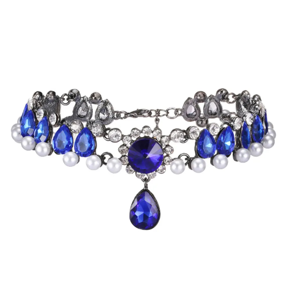 Wholesale Colorful White pink Rhinestone Crystal Bead Tennis Necklaces Choker for Parties Supplier