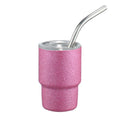 2oz Bling Demitasse Cup Diamond Shiny Stainless Steel Straw Mug Small Espresso Mini Shot Liqueur Glass Tumbler