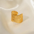 New Arrival Fashion Geometric 18K Gold Plated Stainless Steel Two White Pearls Stacking Open Ring for Girls