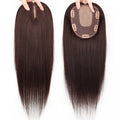 5x6inch Breathable Ice Mesh Human Hair Topper 50cm Long Hair Toupee Clips in Hairpiece Natural