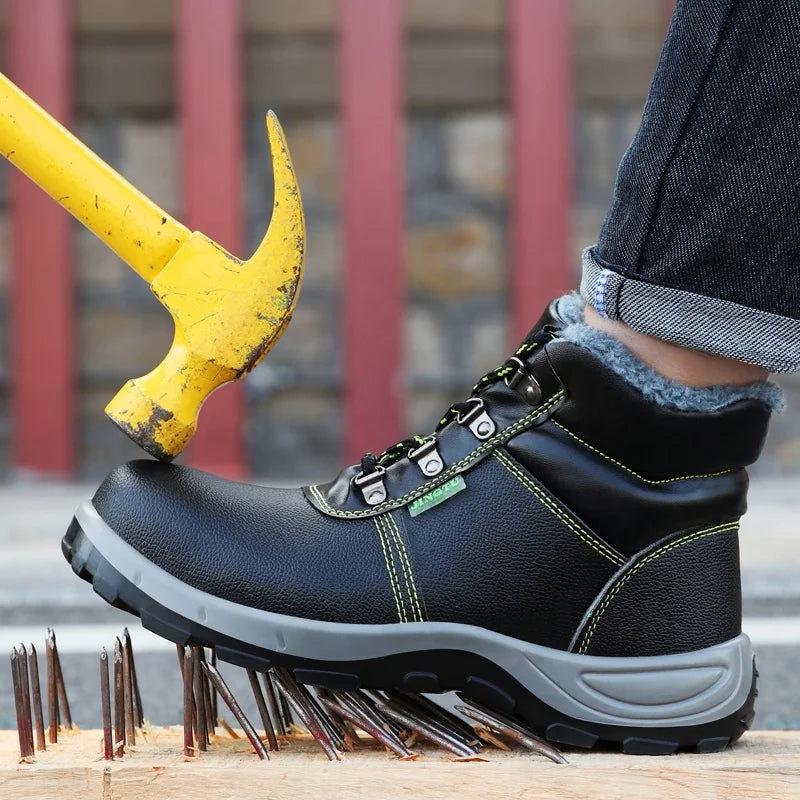 GUYISA Winter Warm Comfortable Industrial Construction Slip Resistant Work Safety Boots Steel Toe Cap Boots for Men MegaBDM