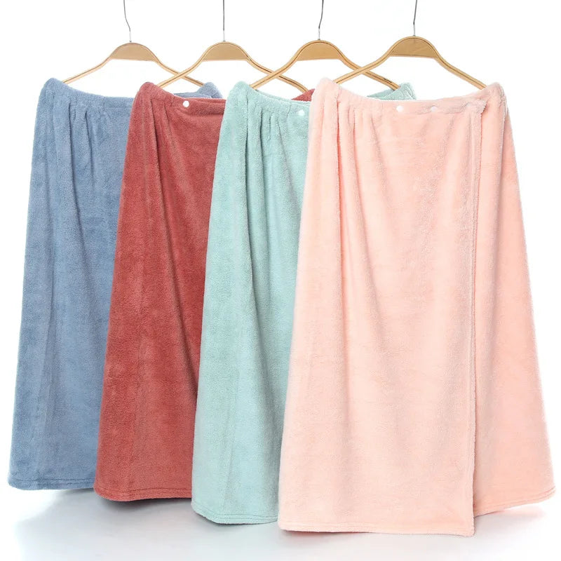 2023 New Coral Fleece Water Absorbent Quick Dry Women Bath Skirt Wrap Gown for Spa Bathroom Custom Logo