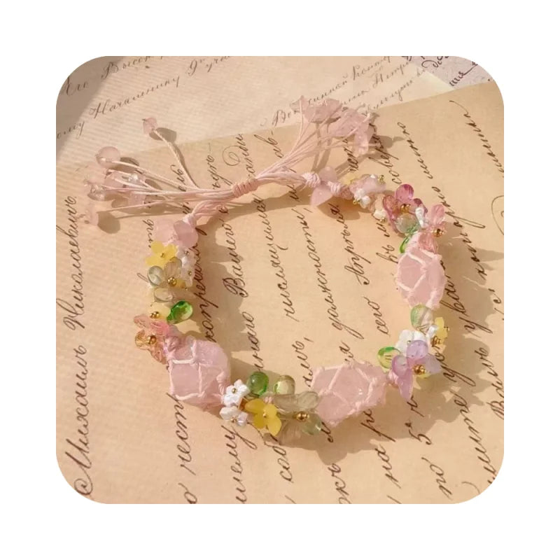 New Product Ideas 2024 Fashion Jewelry Rope Wrap Rose Quartz Raw Bracelet Gemstones Stones Wedding Souvenirs for Guests
