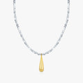 925 Sterling Silver Contrast Color Design Simple Broken Silver Charming Smooth Water Drop Pendant Necklace for Women