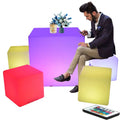 Plastic Led Cube Chair Bar Tables Chairs for Party Event Led Cube Stool Nightclub Lounge Bar Furniture Led Cocktail Table Set