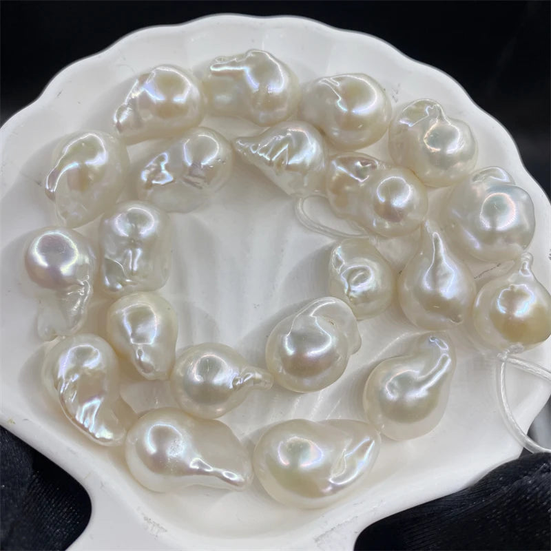 Big Size Irregular Baroque Pearl Strand 3A Quality White Color Natural Freshwater Pearl String for Jewelry Making