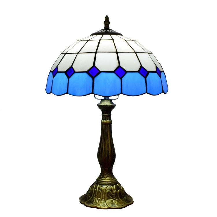 Lamp Tifani Vintage Glass Base Style Stained for Tiffany Tifany Decoration 12 "Blue Table Lamp Office Work Study Led Night Light