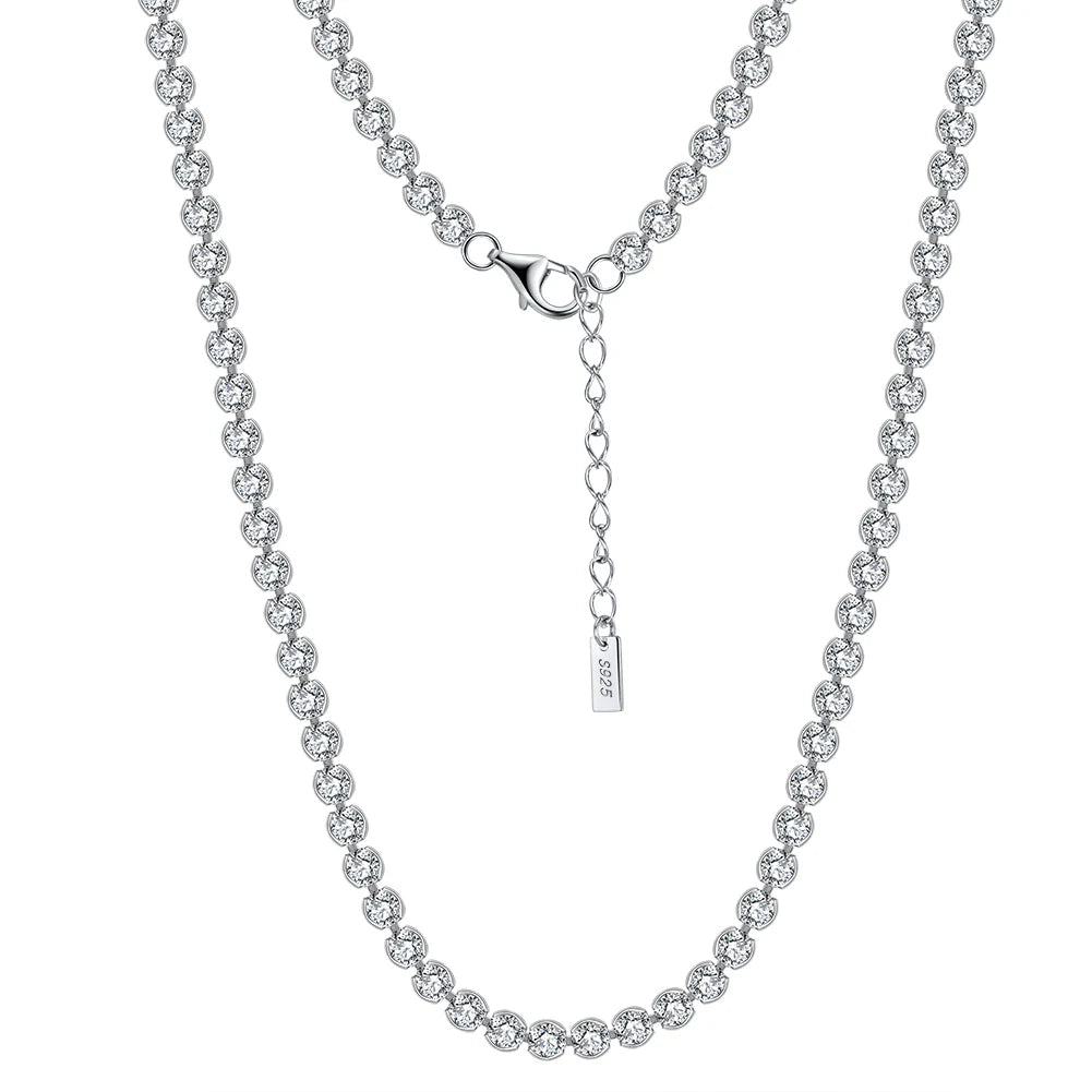 RINNTIN SC51-52 Jewelry Finding Handmade Jewelry Tennis Necklace Chain 925 Sterling Silver Men Cadena Zircon Chain for Women