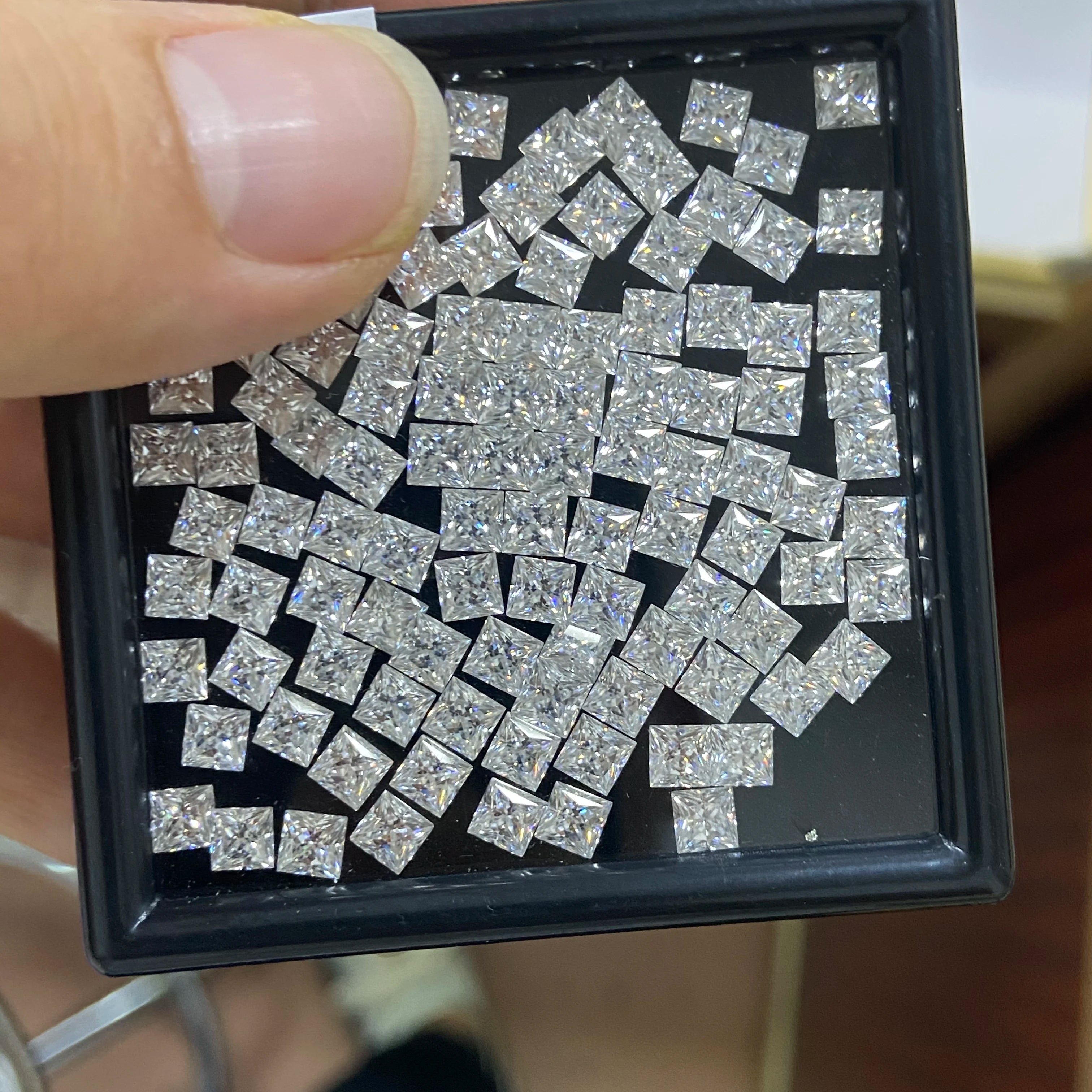HQ Gems Loose Moissanite Stone Square Princess Cut Small Size 2x2mm Moissanite Diamond Gemstone