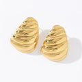 Minimalist Personalized Waterproof 18K Gold Plated Stainless Steel Engraved Croissant Stud Earring