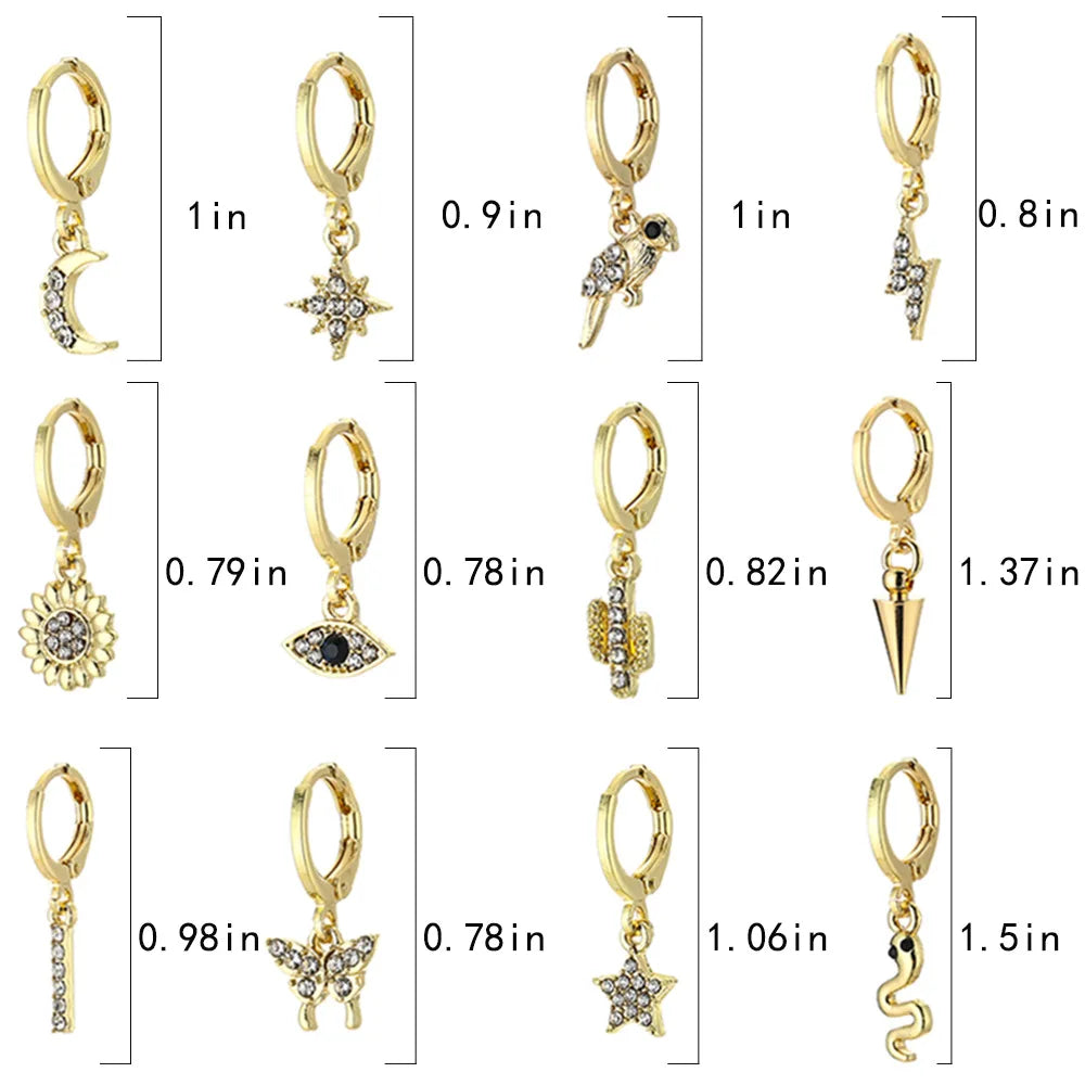 2026 Trend Romantic Fine Gold Crystal Fashion Earrings Women Anime Animal Huggi Snake Butterfly Cuff Star Jewelry Sets Weddings