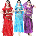 Halter Tops With Paillettes Double Laylers Chiffon Skirt Fabric 1 Piece for Girls Adults Performance Dance Wear Kids Sets