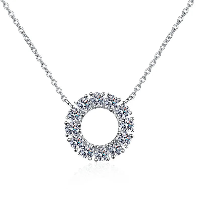 18k White Gold Plated Silver 925 D Colour 1.2ct Moissanite Diamond Full Pave Pendant Necklace Fine Jewellery